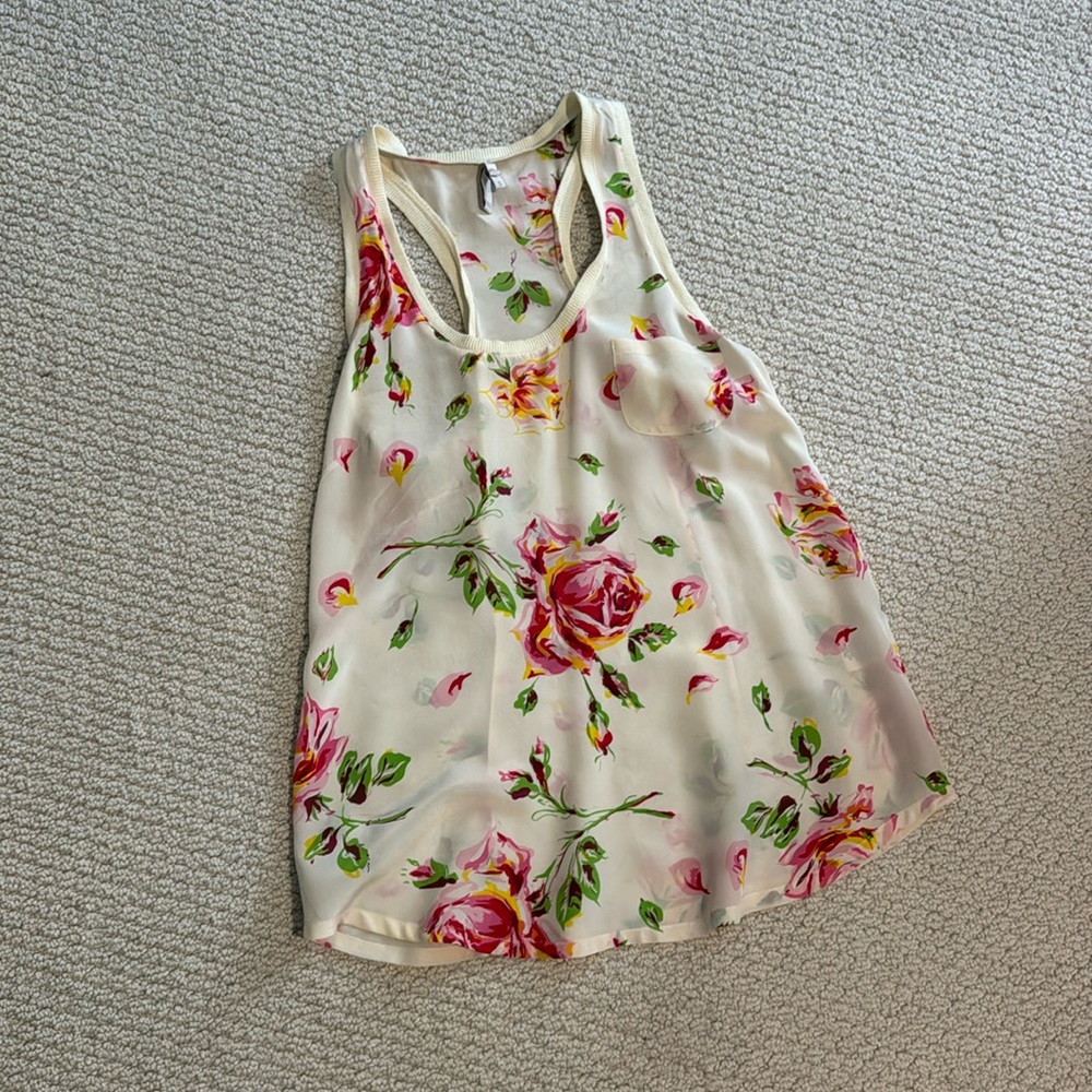 Joie floral pocket racerback tank small
